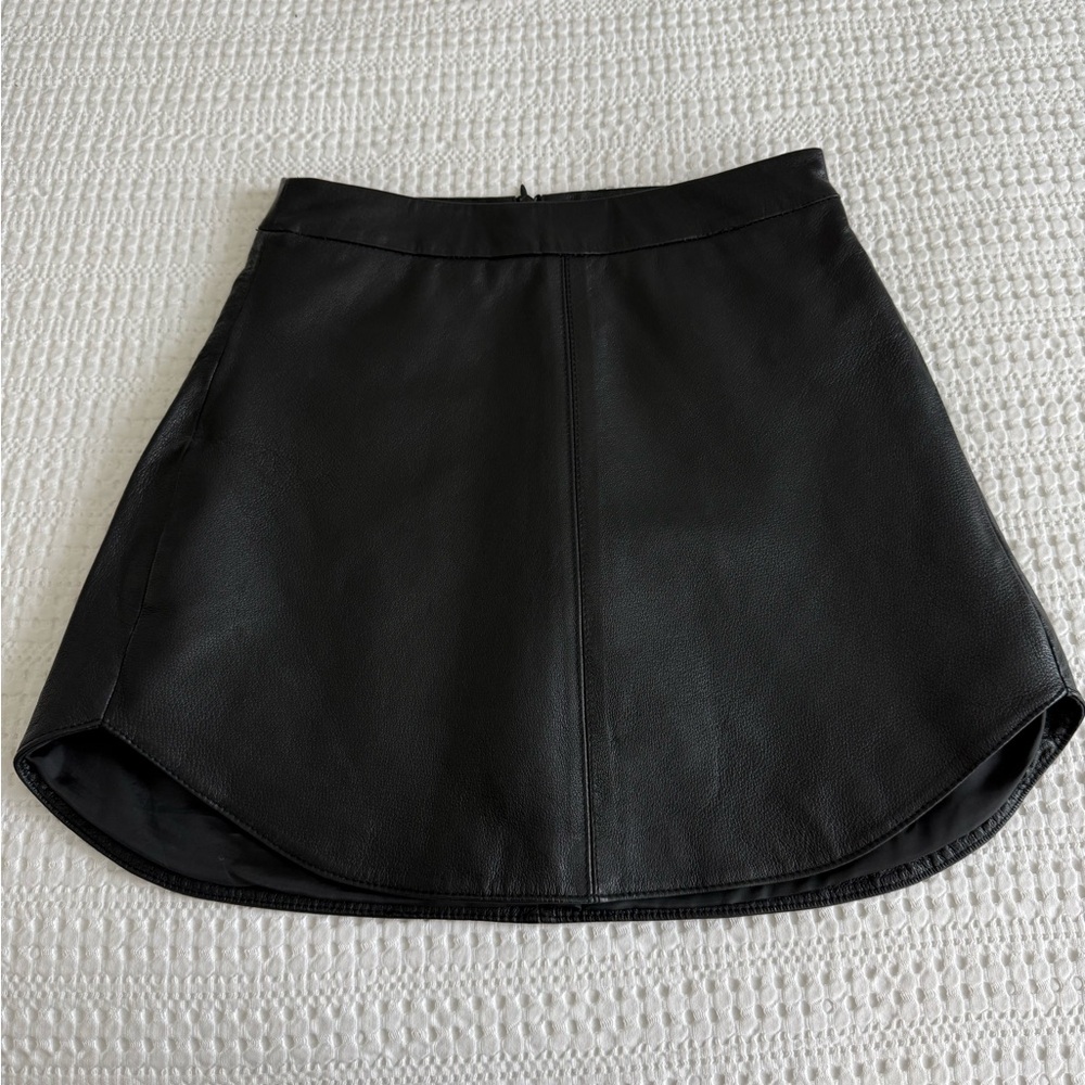 BB Dakota Conrad Black Leather Skirt Curved Hem —Size 0